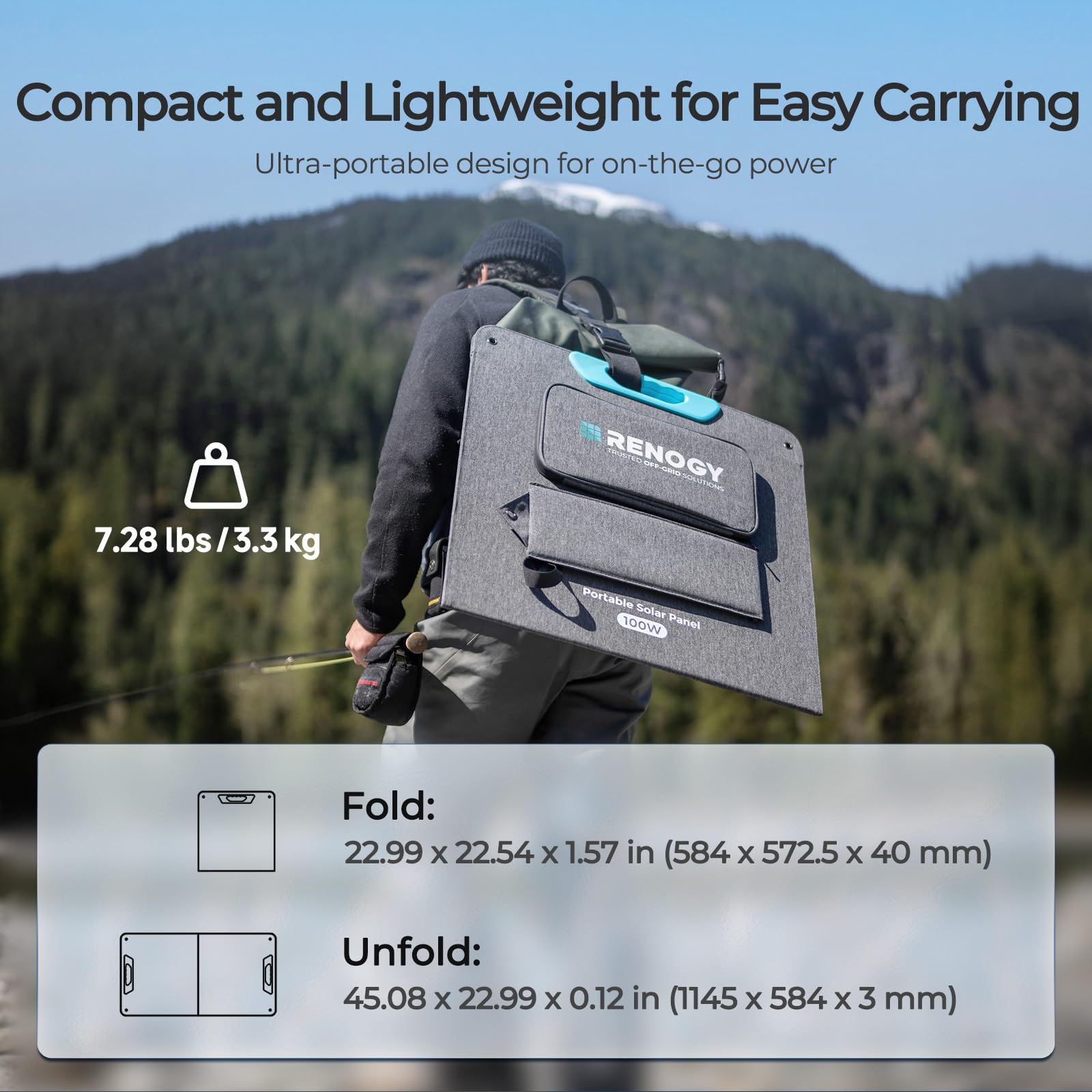 Renogy 100 Watt Portable Solar Panel, N-Type Foladable 100W Solar Panels w/Kickstands, 25% High Efficiency Solar Charger for Power Station, USB-A&Type-C Output, for Camping, RV, SUV, Off-Grid Outdoor - Image 3