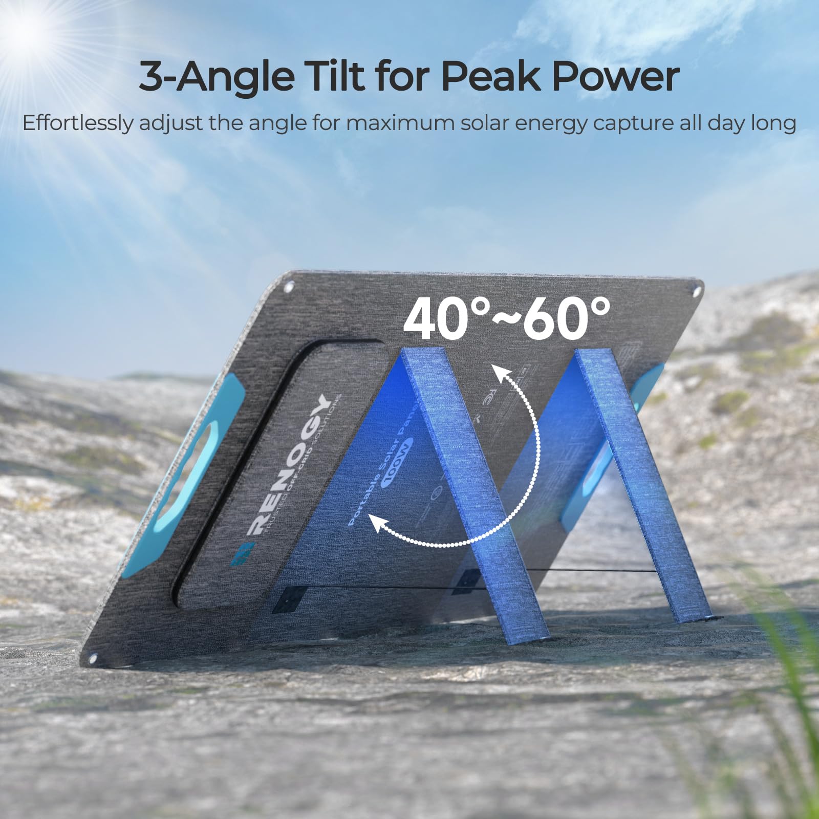 Renogy 100 Watt Portable Solar Panel, N-Type Foladable 100W Solar Panels w/Kickstands, 25% High Efficiency Solar Charger for Power Station, USB-A&Type-C Output, for Camping, RV, SUV, Off-Grid Outdoor - Image 9