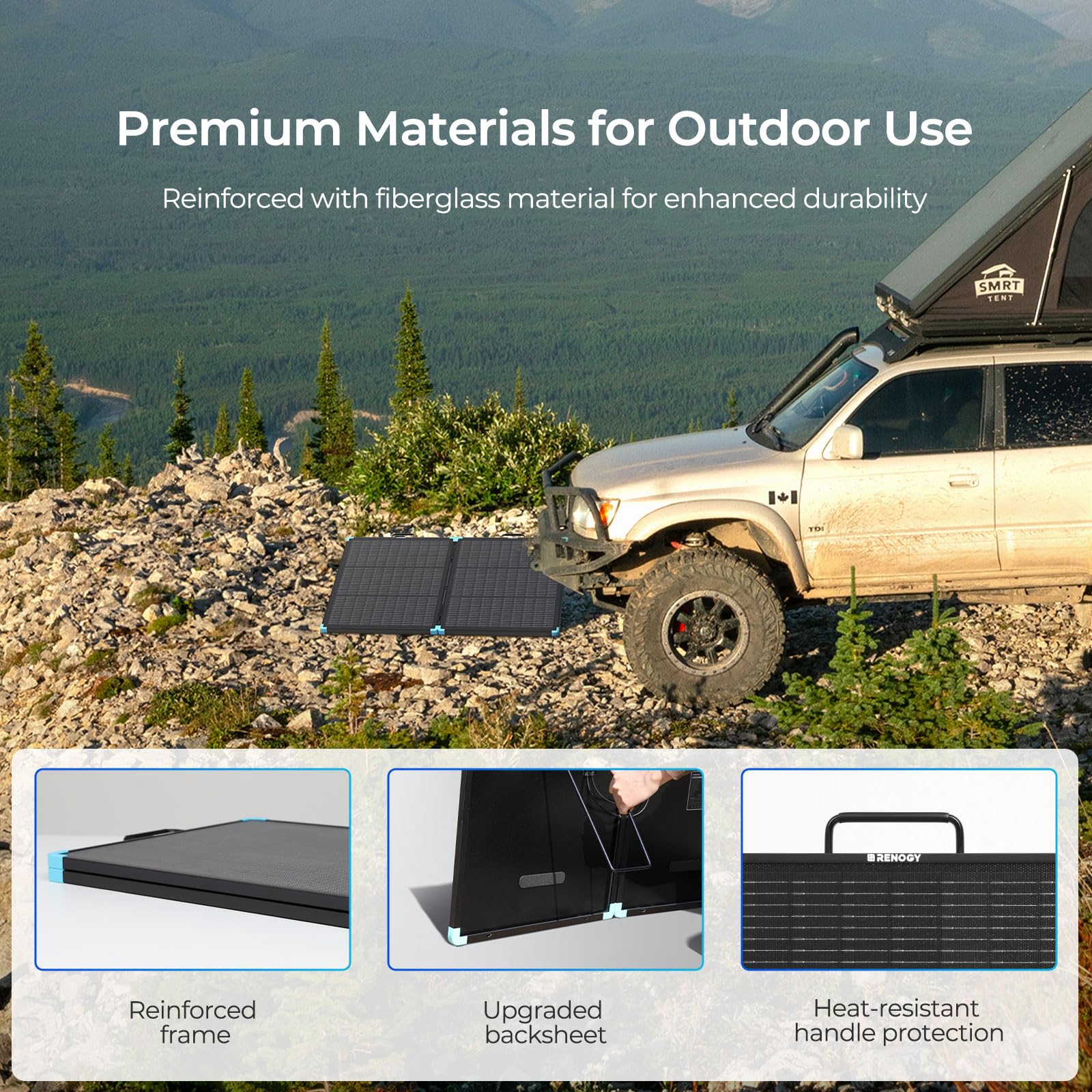 Renogy 100 Watt Solar Panel Suitcase, N-Type 100W Portable Foldable Solar Panels, 25% High Efficiency with 19% Lighter, Fast Setup with Kickstands, IP67 Waterproof for RV, Camping, Off-Grid, Blackouts - Image 5