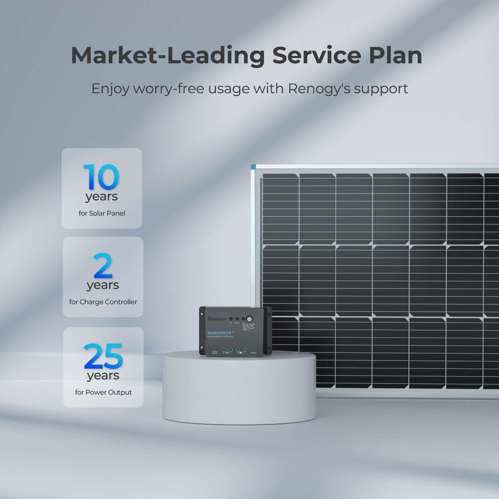 Renogy 100W 12V Solar Panel Starter Kit, 100 Watt Monocrystalline Solar Panel, 30A LCD PWM Charger Controller, Adaptor Kit, Tray Cables, Z Brackets for RV, Camper, and Other Off Grid Applications - Image 3