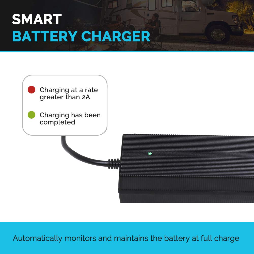 Renogy 12V 20A Lithium Battery Charger, IP67 Waterproof Smart Maintainer with BMS Activation for LiFePO4, AC-to-DC Portable Charger for RV Boat Motorcycle Car Camper-Van - Image 4