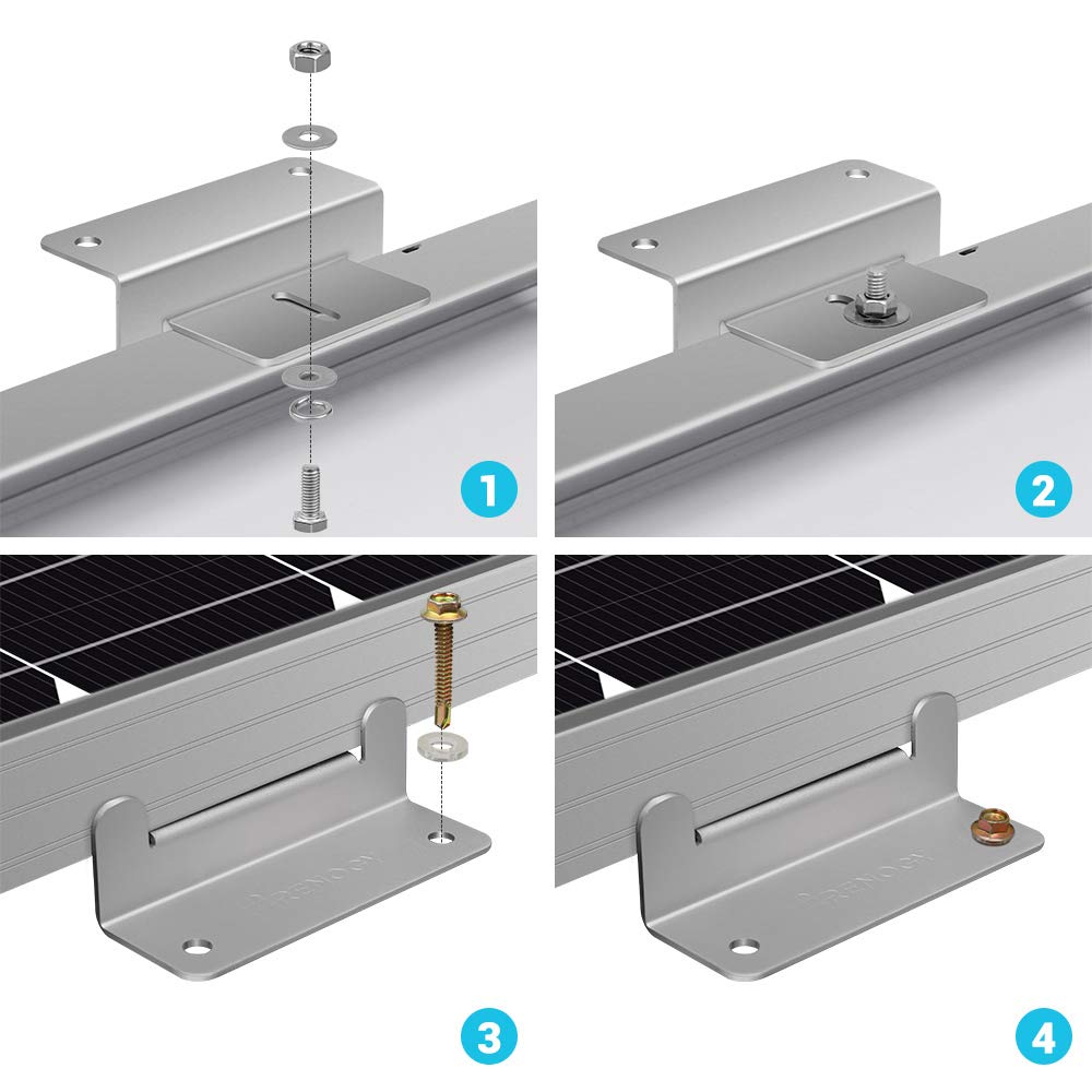 Renogy 2 Sets Solar Panel Mounting Z Brackets Lightweight Aluminum Corrosion-Free Construction for RVs, Trailers, Boats, Yachts, Wall and Other Off Gird Roof Installation, 2 Count - Image 4