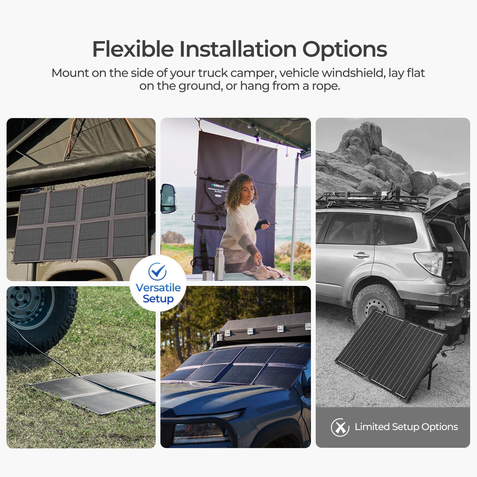 Renogy 200 Watt Solar Panel Blanket, N-Type Portable Foldable Solar Panels, 25% High Efficiency Lightweight 8-Fold Space-Save, QC3.0 USB-A&Type-C Output, For Camping, RV, SUV, Marine, Off-Grid Outdoor - Image 6