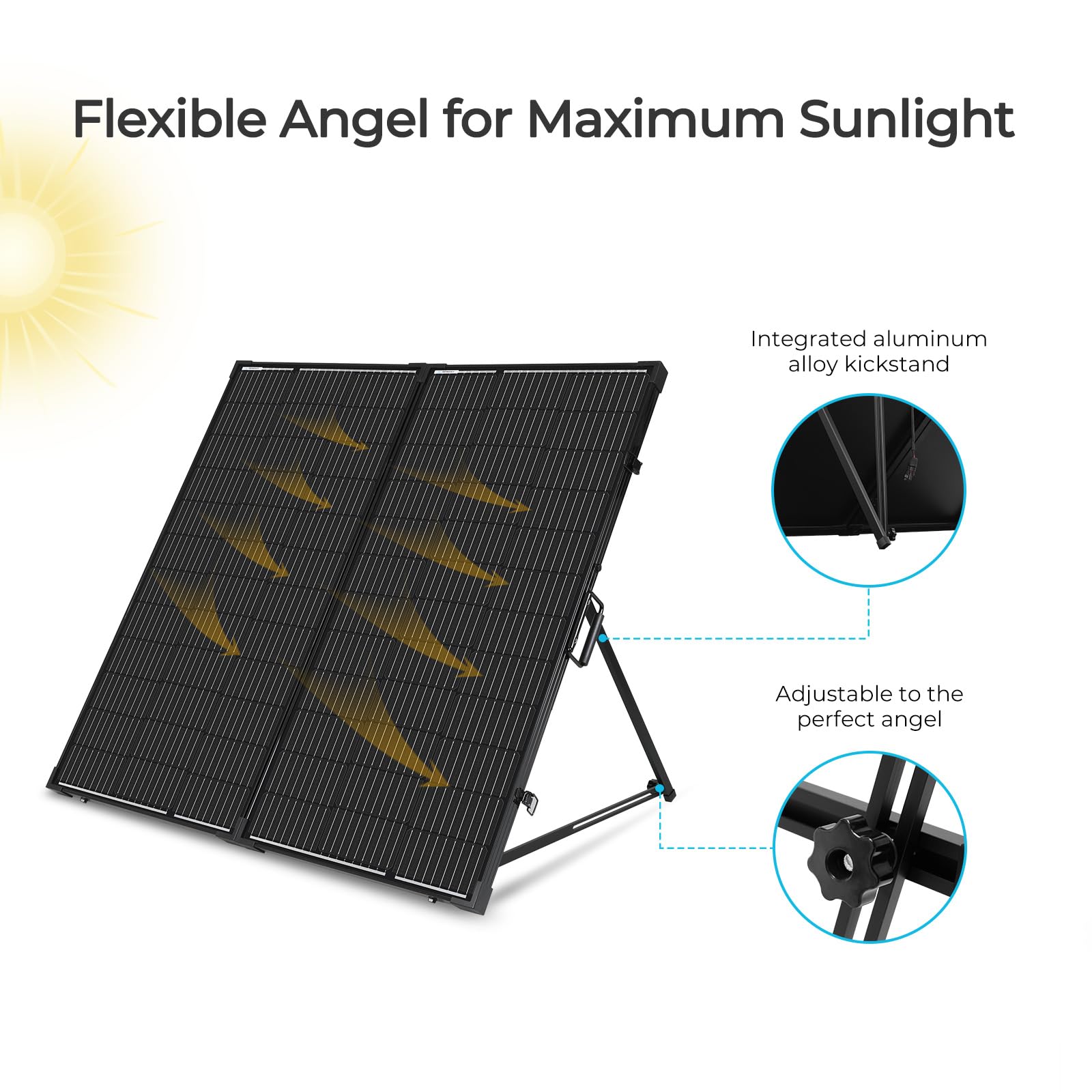 Renogy 200W 12V Portable Solar Panel Suitcase with Waterproof 20A Charge Controller, Foldable 200W Solar Panel with Adjustable Kickstand, Solar Charger for Power Station, RV, Camping, Off Grid - Image 4