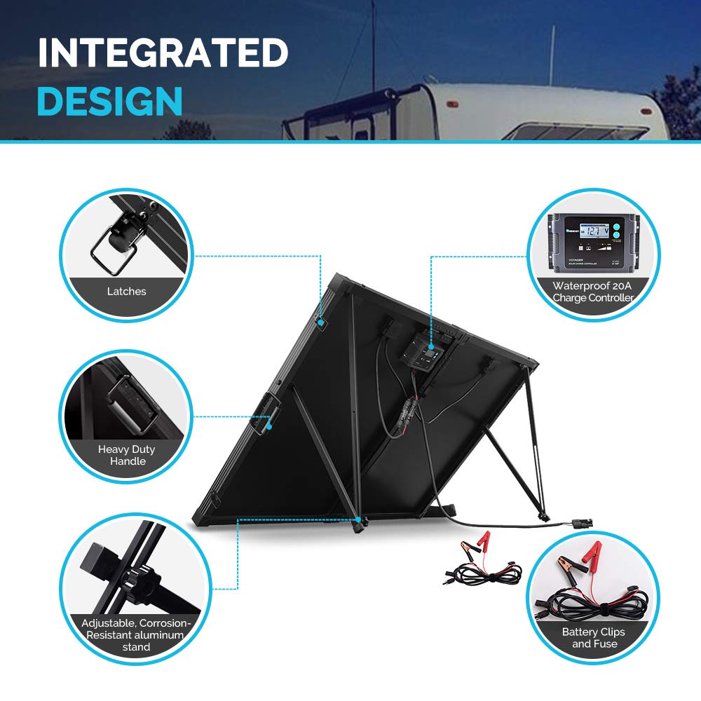 Renogy 200W 12V Portable Solar Panels Suitcase with Waterproof 20A Charge Controller, Foldable 200 Watt Solar Panel W/ Adjustable Kickstand, Solar Charger for Power Station, RV, Camping, SUV, Off Grid - Image 5