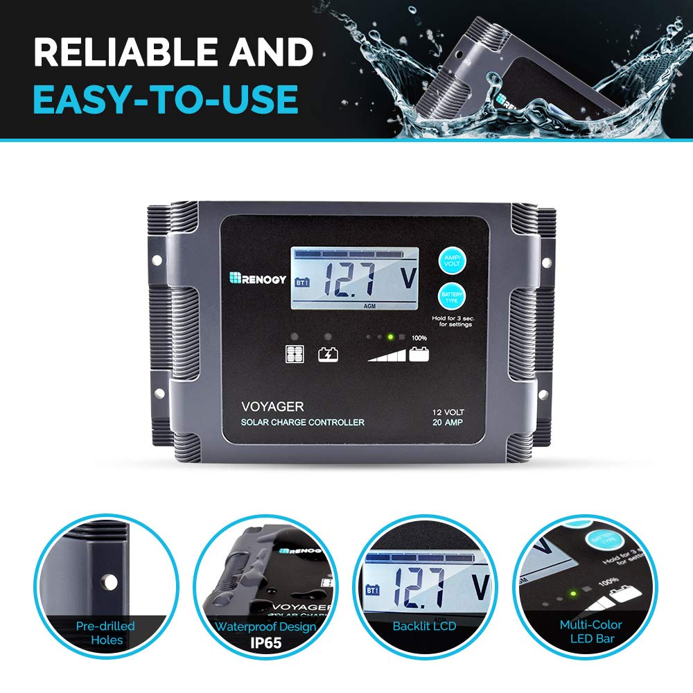 Renogy 200W 12V Portable Solar Panels Suitcase with Waterproof 20A Charge Controller, Foldable 200 Watt Solar Panel W/ Adjustable Kickstand, Solar Charger for Power Station, RV, Camping, SUV, Off Grid - Image 6