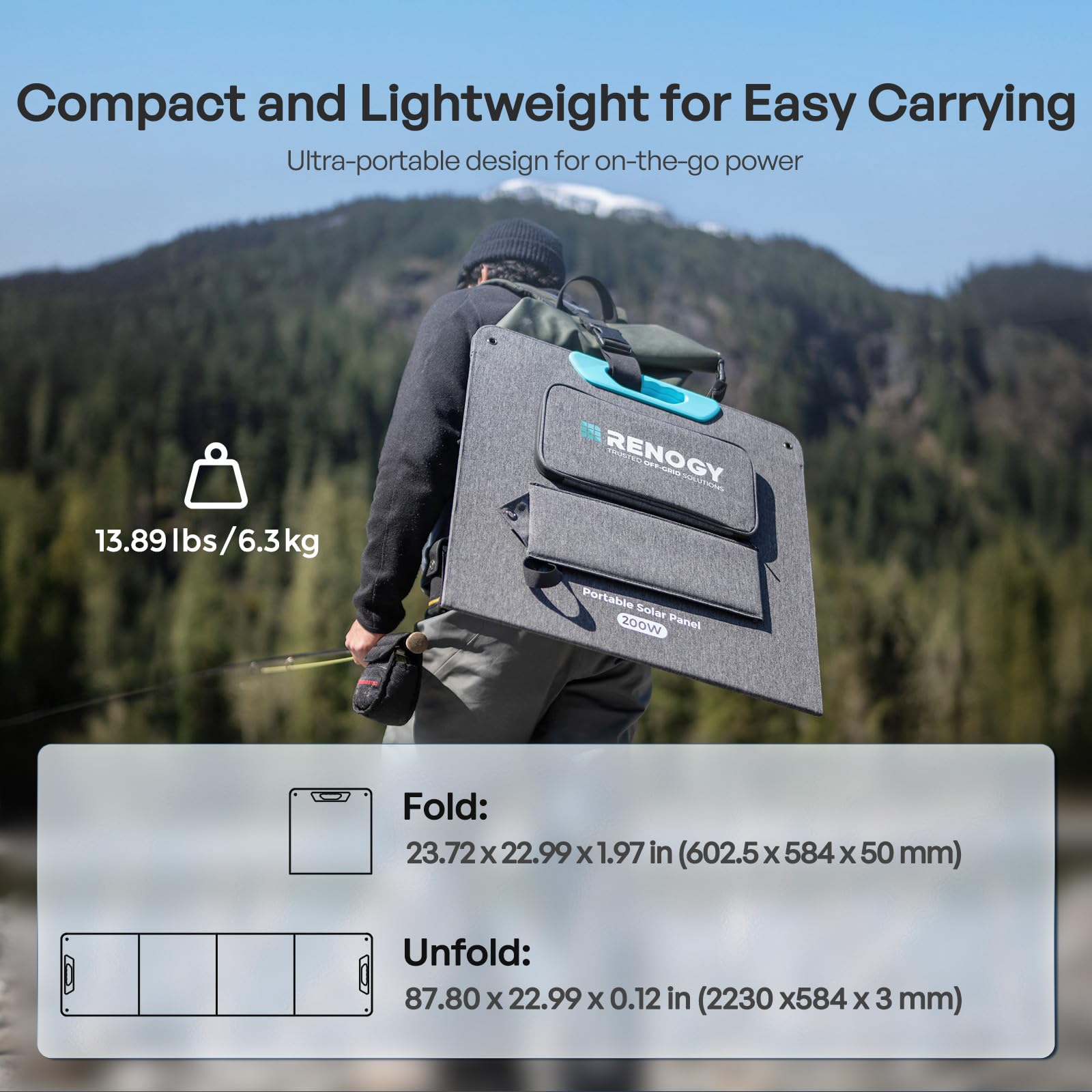 Renogy 200W Portable Solar Panel, IP65 Waterproof Foldable Solar Panel Power Backup, Solar Charger for Power Station RV Camping Off Grid - Image 3