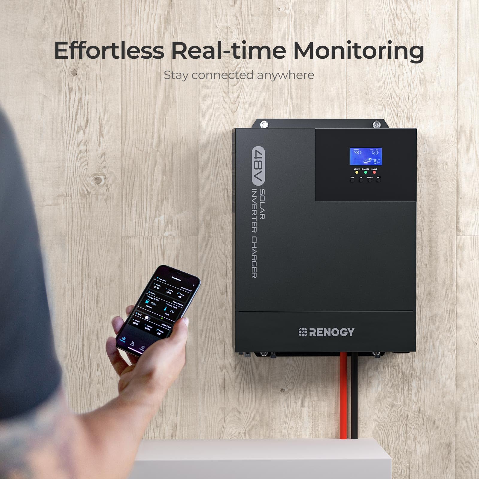 Renogy 3500W Hybrid Solar Inverter Charger, 48V DC to 120V AC Pure Sine Wave Inverter with Built-in 80A MPPT Charge Controller and Bluetooth, All in one for Home Energy Storage, Off-Grid - Image 5