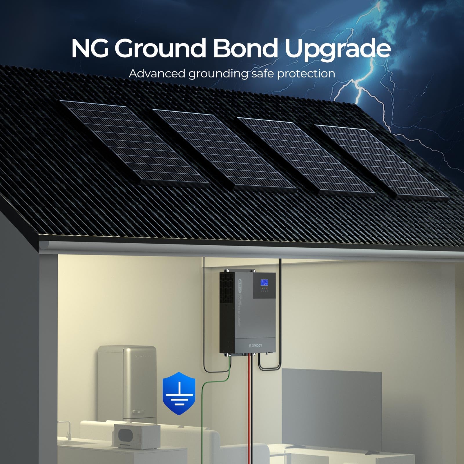 Renogy 3500W Hybrid Solar Inverter Charger, 48V DC to 120V AC Pure Sine Wave Inverter with Built-in 80A MPPT Charge Controller and Bluetooth, All in one for Home Energy Storage, Off-Grid - Image 6