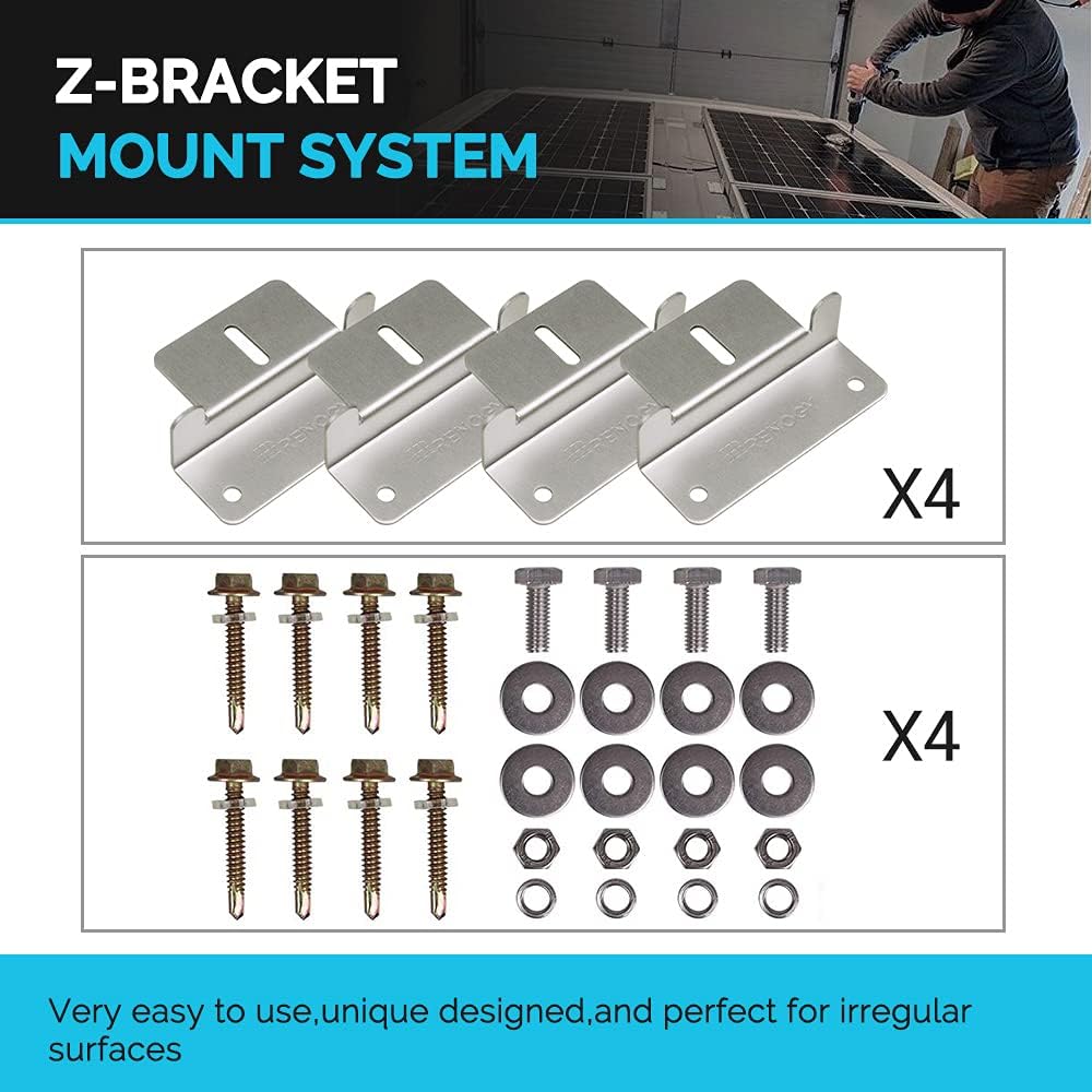 Renogy 400W 12V RV Solar Panel Kit, 4*100 Watt Monocrystalline Solar Panel, Adventurer 30A LCD PWM Charge Controller, BT1 Bluetooth Module,Mounting Brackets, Y-Connectors, Cables for Off-Grid System - Image 6