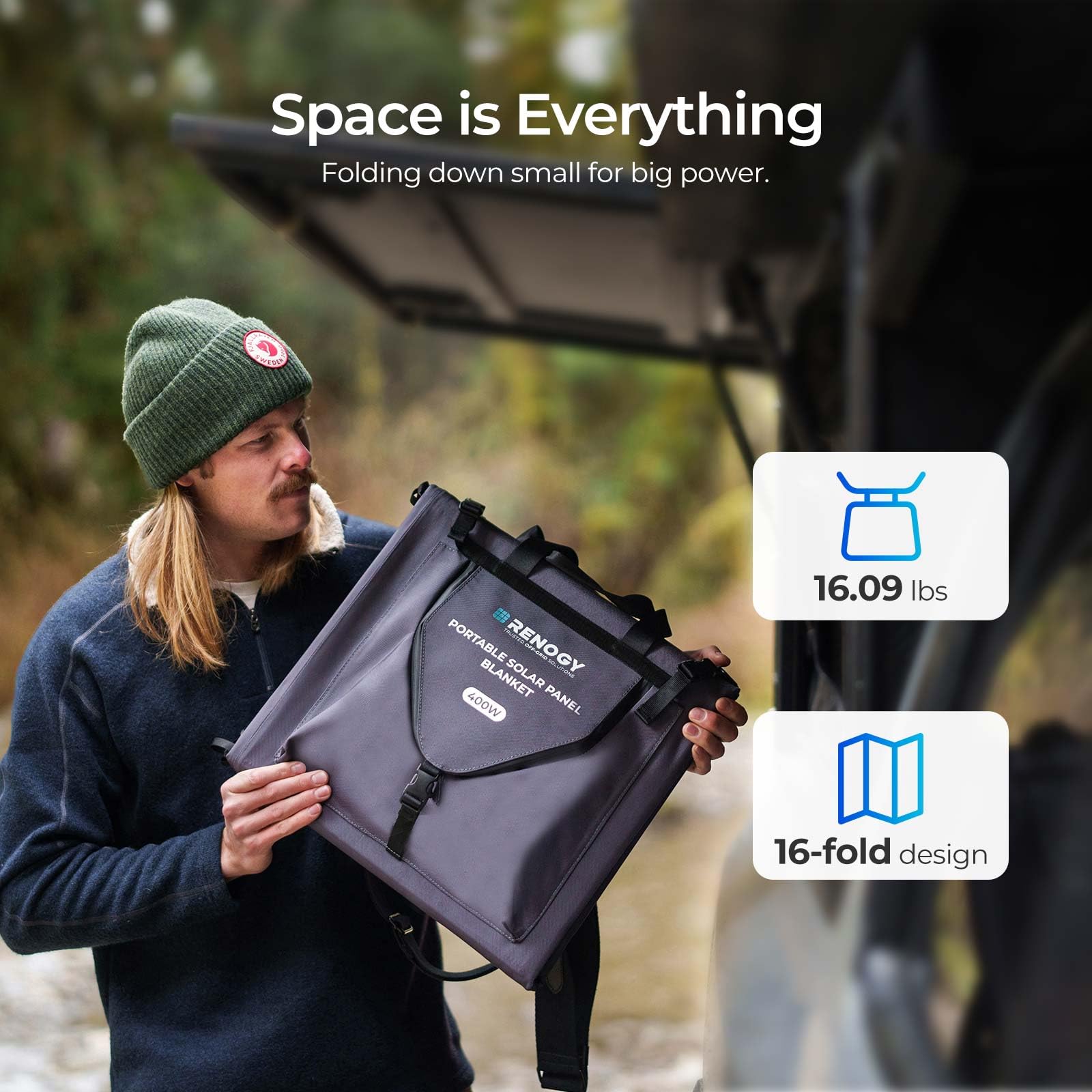 Renogy 400W Portable Solar Panel Blanket, 25% High Efficiency N-Type Foldable Solar Panel Charger for Power Station,Lightweight 16-Fold Space Save, Fast Setup for Camping, RV, Pickup, Marine Off-Grid - Image 3