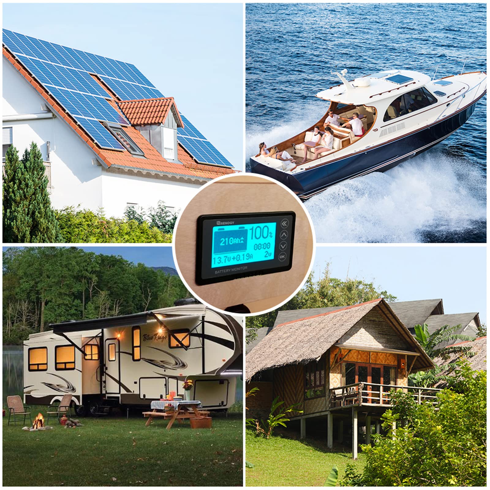 Renogy 500A Battery Monitor with Shunt, High and Low Voltage Programmable Alarm, Range 10V-120V up to 500A, 20ft Shielded Cable, Compatible 12V Lithium Sealed, Gel, Flooded Batteries,Black - Image 9