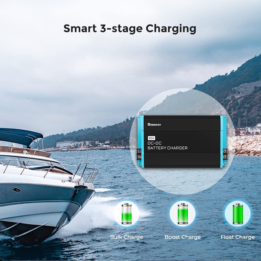Renogy DC to DC Charger 12V 60A Lifepo4 Battery Charger - On-Board Marine/RV/Boat & Car Battery Chargers for AGM, Gel, Flooded, Lithium - Multi-Stage Smart Charging - Image 3