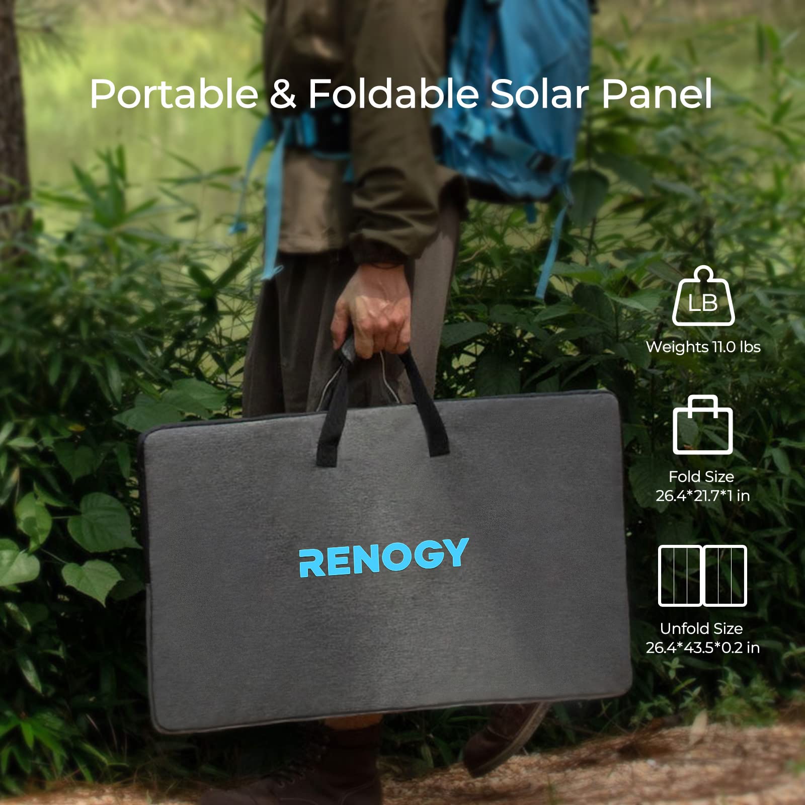 Renogy E Flex 120 Watt Foldable Solar Panel with Adjustable Kickstand and Integrated Carry Handles for Road Trip, Camping, RV, and Fishing - Image 3