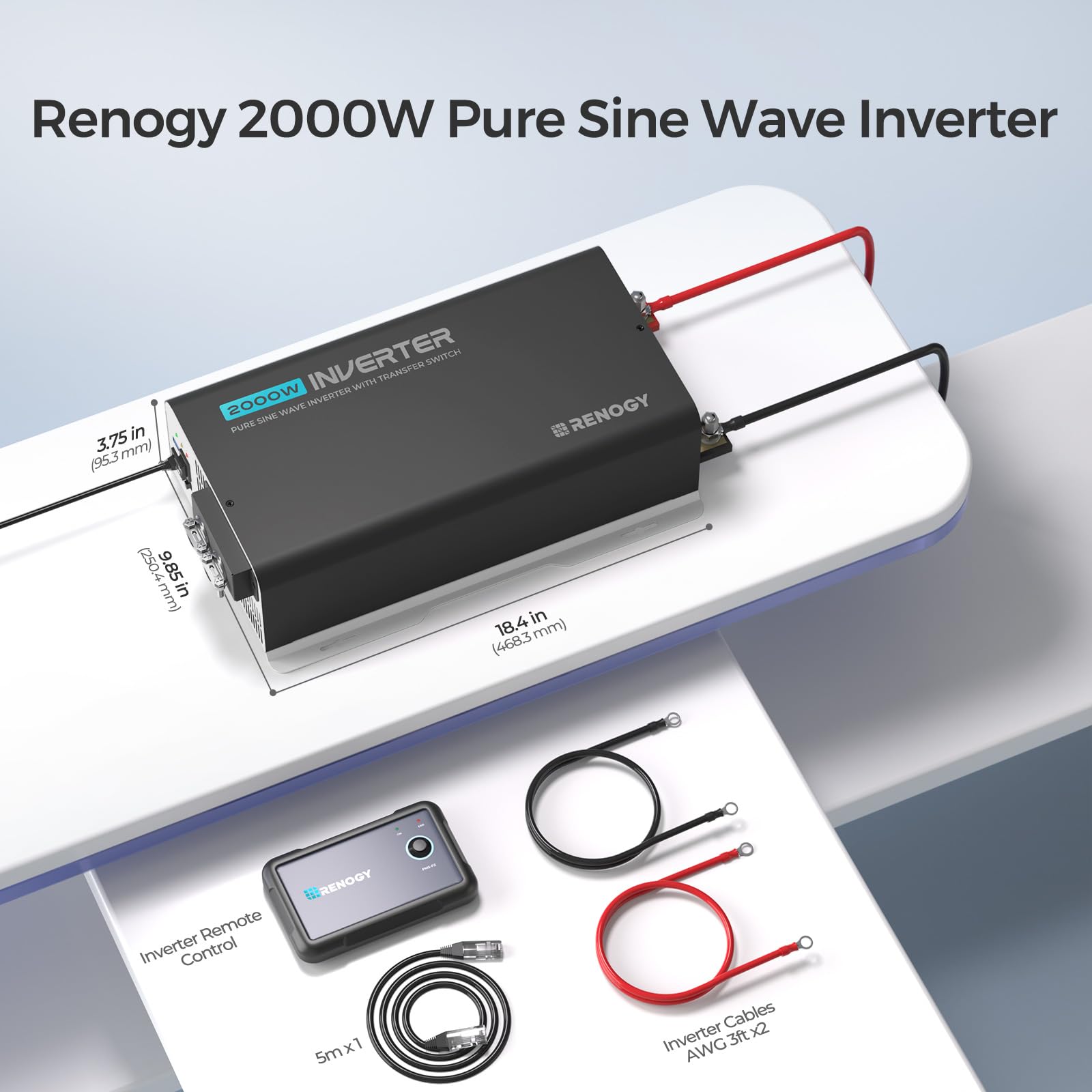Renogy Inverter PUH, 2000W Pure Sine Wave Power Inverter with UPS Transfer Switch & Bluetooth, 12V DC to 120V AC Converter for RV, Truck, Home,Camping - 4000W Surge Power, Remote Monitoring - Image 8